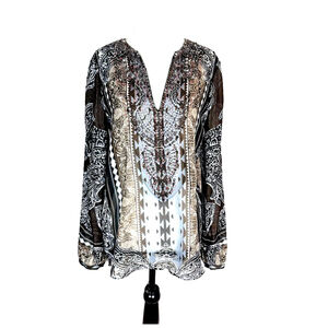 Hale Bob Embellished Sheer Silk Tunic